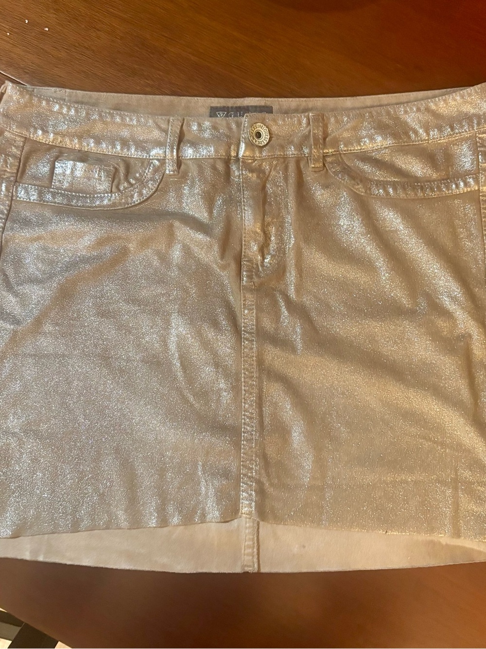 GUESS - Shimmery Metallic Mini Skirt - Silver